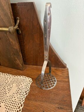 Vintage Metal Potato Masher - Silver